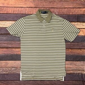 Polo Ralph Lauren Striped Tan Mens Preppy Polo Golf Shirt